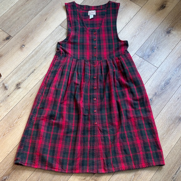 Woolrich Dresses & Skirts - Vintage Woolrich Plaid Cotton Jumper Dress Women's Size XL Cottage Farm